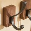Selbstklebender Holz-Haken - Nussbaum Garderoben- & Handtuchhalter für Badezimmer/Schlafzimmer Wandaufbewahrung Dekoration