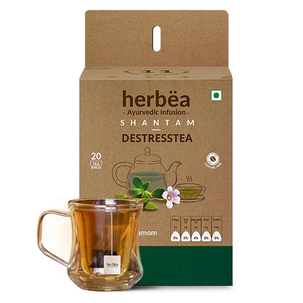 Herbea DESTRESSTEA | Shantam (Helps Relax Your Mind), 20 Tea Bags