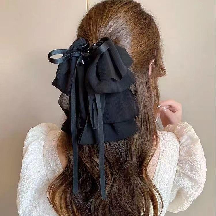 Polka Dot Bow Claw Clip: Elegant Women's Hair Accessory