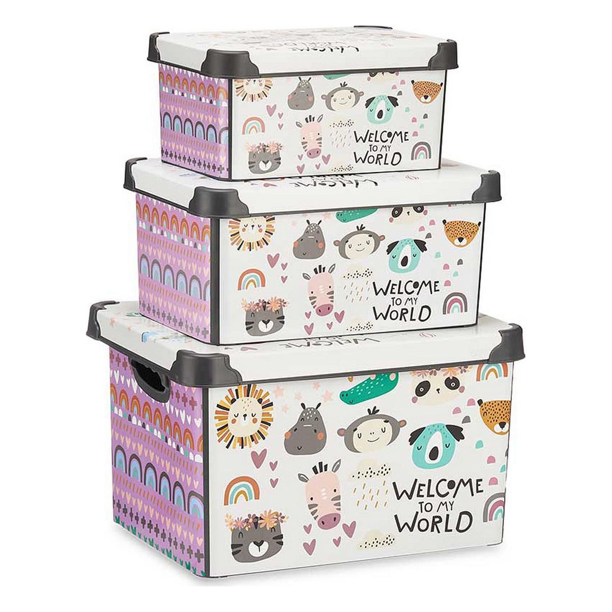 

Набор штабелируемых ящиков для хранения World из 3 пластиковых предметов