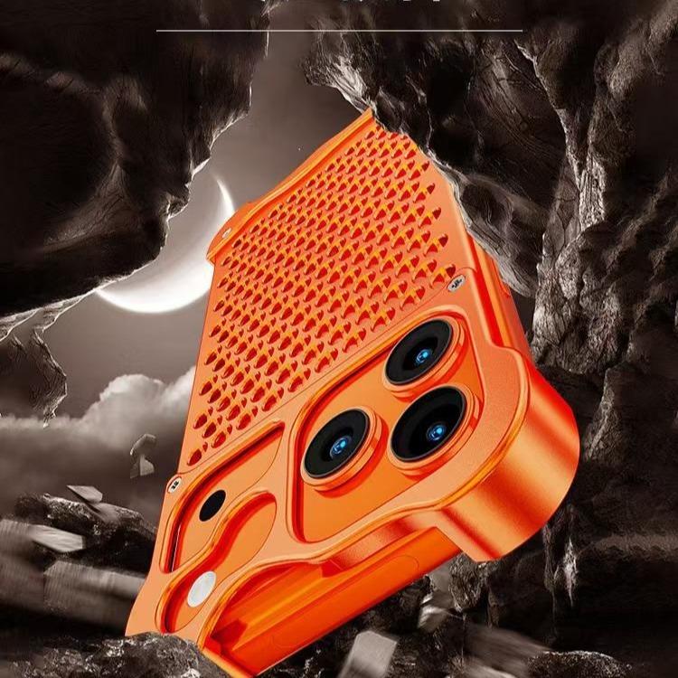 Metal Aluminum Frameles Case For iPhone 17 16 15 Pro Max Air Special-shaped honeycomb coal mesh backplate heat dissipation