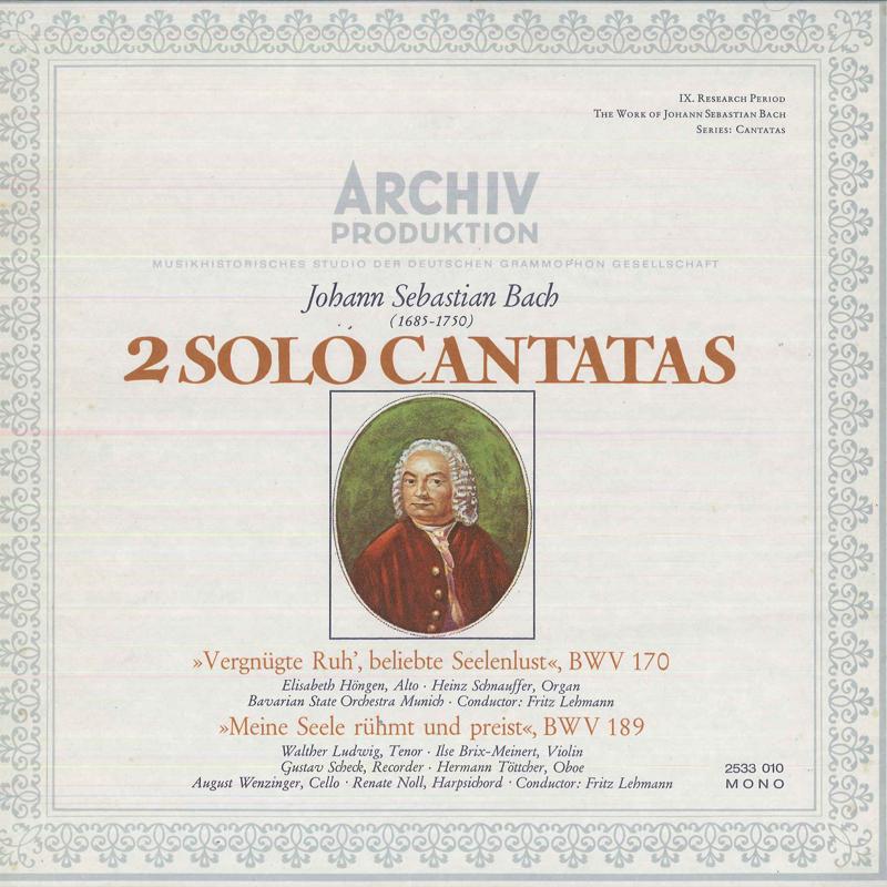 

LP Record ELISABETH HONGEN CONTRALTO HEINZ S Johann Sebastian Bach 2 Solo Canta 2533010 ARCHIV PRODUKT Germany Obi Classical Used