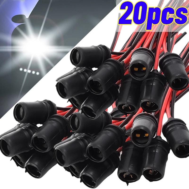 20-4pcs DC12V T10 W5W 147 Socket Marker Instrument Lights Holder Connector Wire Bulb Soft Rubber Harness Replacement Car Parts