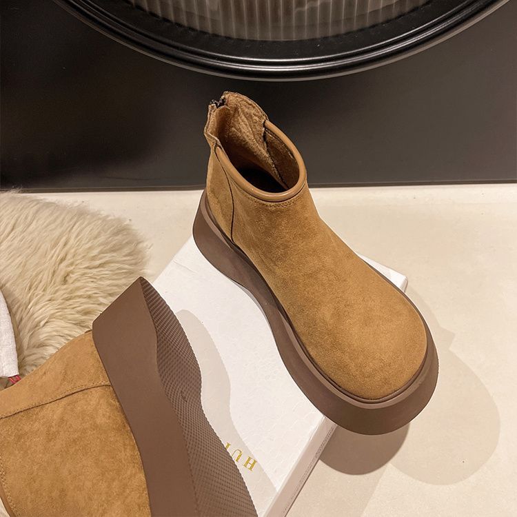Fresh and simple retro British style niche design cotton boots popular short comfortable snow boots 35