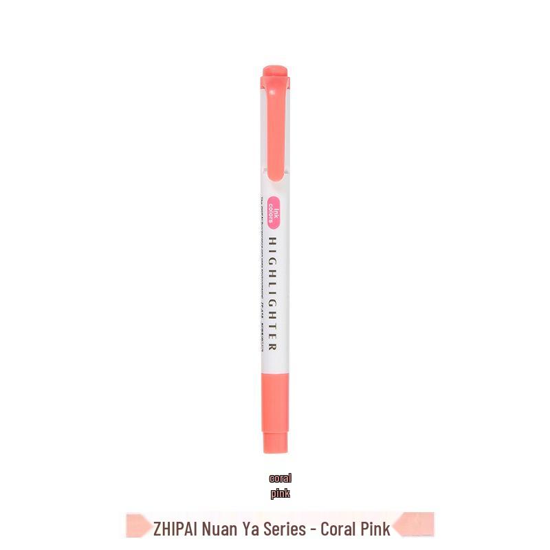 Zhi 618 Student Dual-Tip Fluorescent Pen - Gray, Soft Light & Dark Retro Colors for Highlighting & Marking