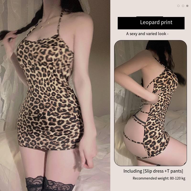 Erotic Women's Sling Dress Underwear Exotic Sexy Lingerie Pajamas Open Back Hollow Out Perspective Sexi Women's Sleepwear Dress