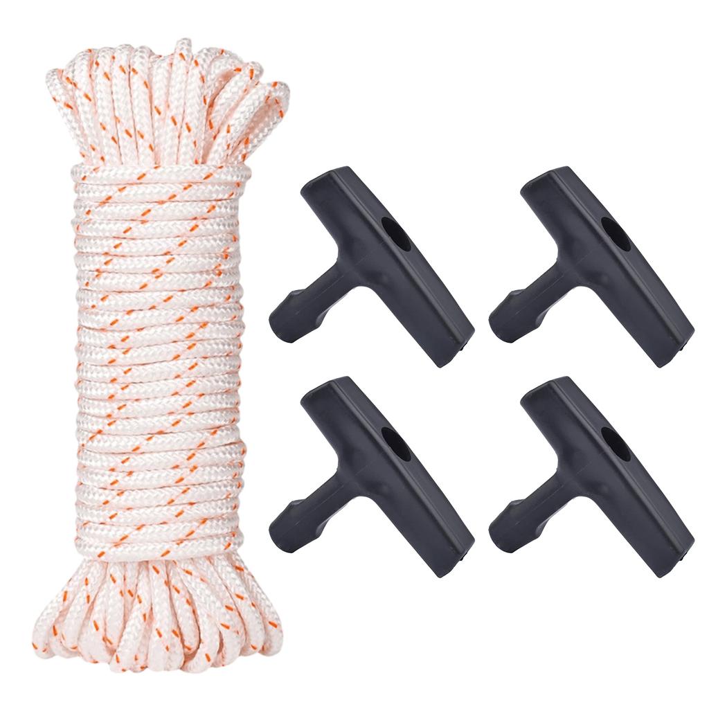 Recoil Starter Rope Pull Cord (4mmx1m) with 4 Pack Starter Handle for Trimmer Lawn Mower Chainsaw Brush Cutter Edger
