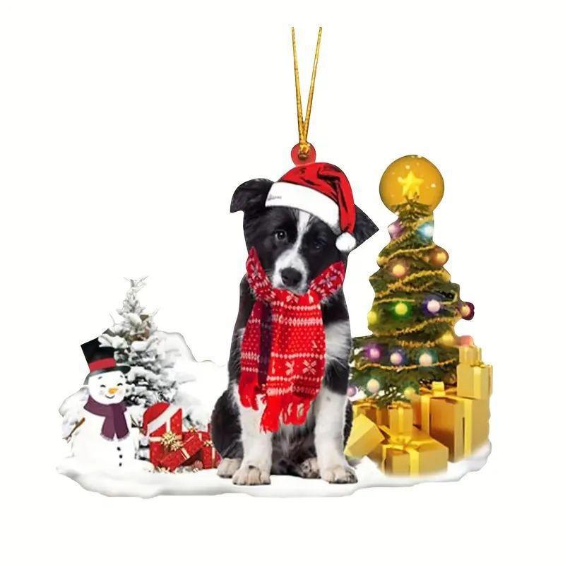 Acrylic Christmas Colorful Tree Dog Car Accessories For Adorable Holiday Decoration