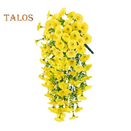 

Искусственные подвесные цветы петунии, устойчивые к ультрафиолетовому излучению, искусственные растения для улицы, искусственная полосатая петуния, весенне-летний декор для дома, каминной двери, крыльца, патио жёлтый