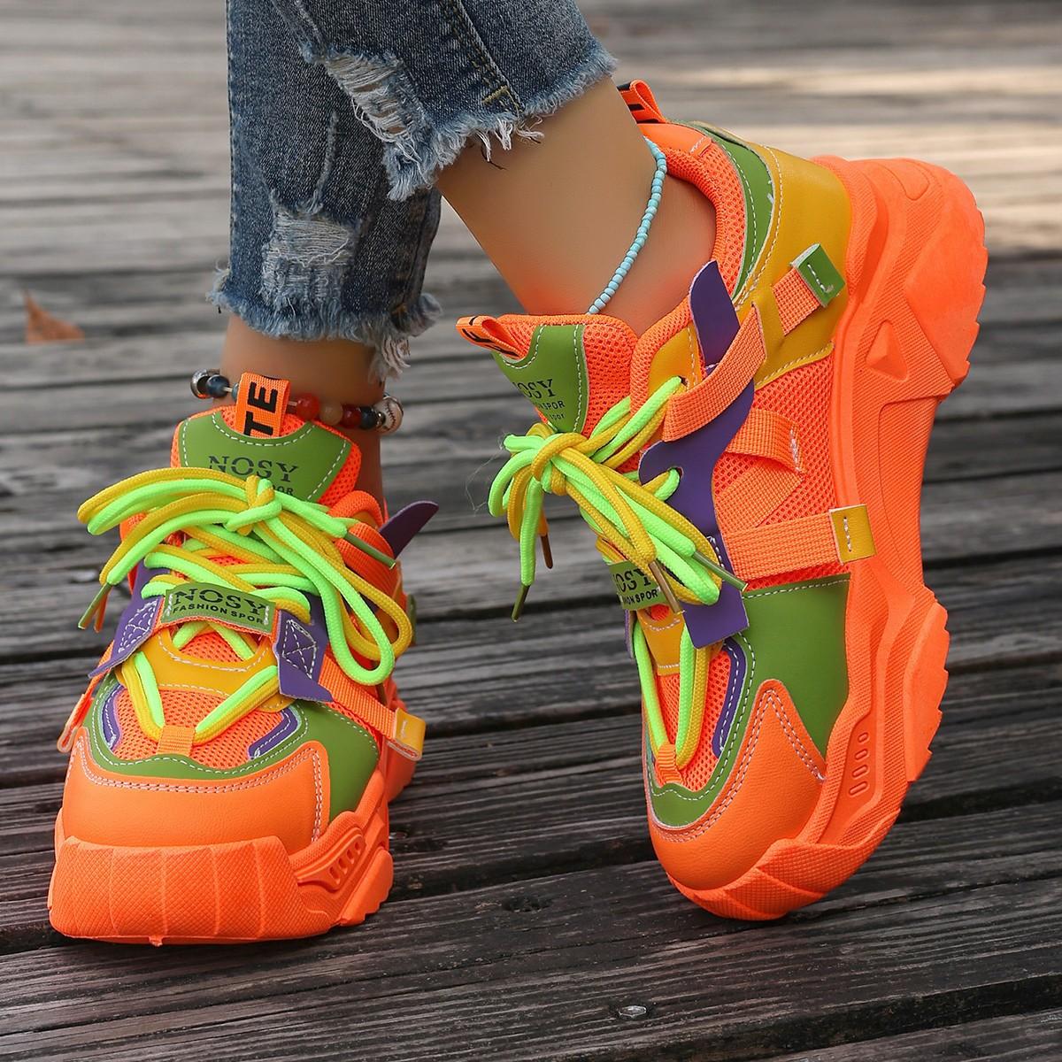 

Модные Цветные Дизайнерские Кроссовки для Женщин с Летне-Осенней Сеткой, Дышащие Легкие с Мягкой Подошвой Студенческие Кроссовки на Платформе 41