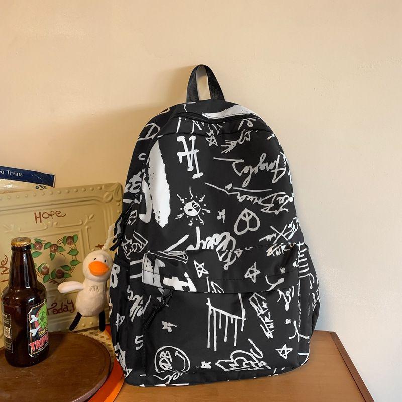 

Школьный рюкзак для девочек-подростков, рюкзак унисекс, минималистичный, американский хай-стрит, большая вместимость, стильный нишевый стиль, стиль инс Black [send duck pendant]]