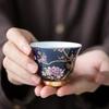Hand-Painted Celestial Blue Gold Trim Tea Cup, Chinese Gongfu Tea Set with Gift Box - 6-Piece Creative Porcelain Master Cups