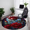 1 Stück Rosenfenster Büro Runder Teppich, Unter Bürostühlen Schlafzimmer Wohnzimmer Heimdekoration, Raumdeko