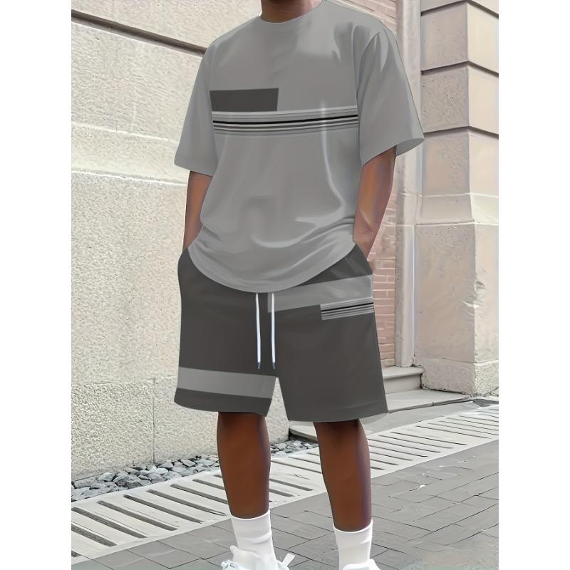 

2026 Summer Bestseller 3D Printing Set (2-piece) Breathable And Comfortable Men s Short-sleeved Round-neck T-shirt And Shorts 5XL