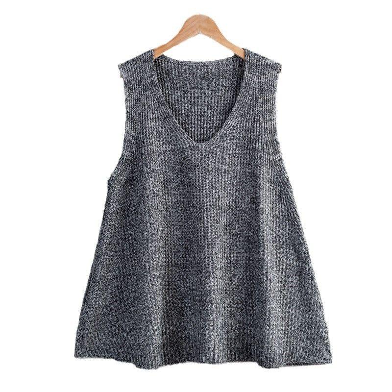 

Свободный жилет-пуловер А-силуэта, женский весенний свитер, жилет, корейский жилет без рукавов, куртка XXXXXL светло-серый