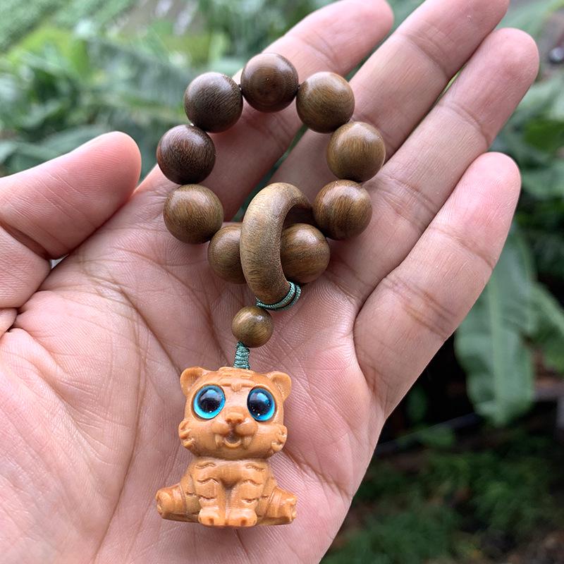 Twelve Zodiac Green Sandalwood Phone Charm - Cute Cartoon Pendant for Bags and Accessories