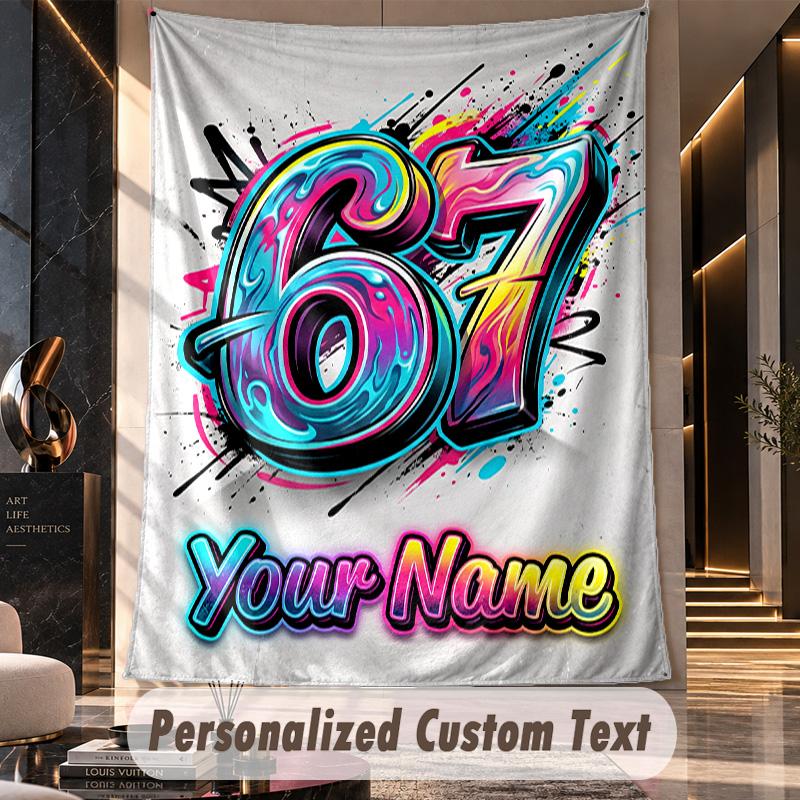 Decorative Artwork (28) Theme Custom Tapestry Personalized Custom Name Text Wall Hanging Tapestry Home Decor Background Cloth
