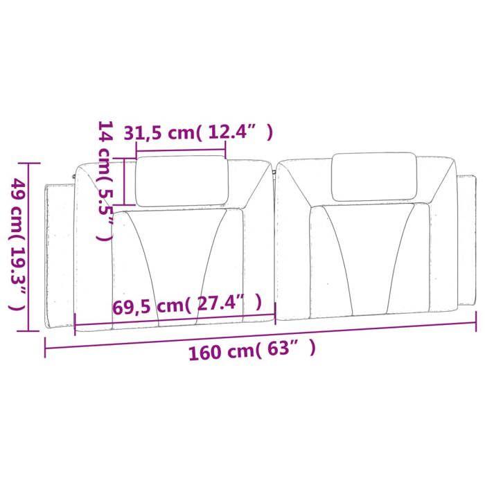 VidaXL Coussin de tête de lit noir et blanc 160 cm similicuir 374802