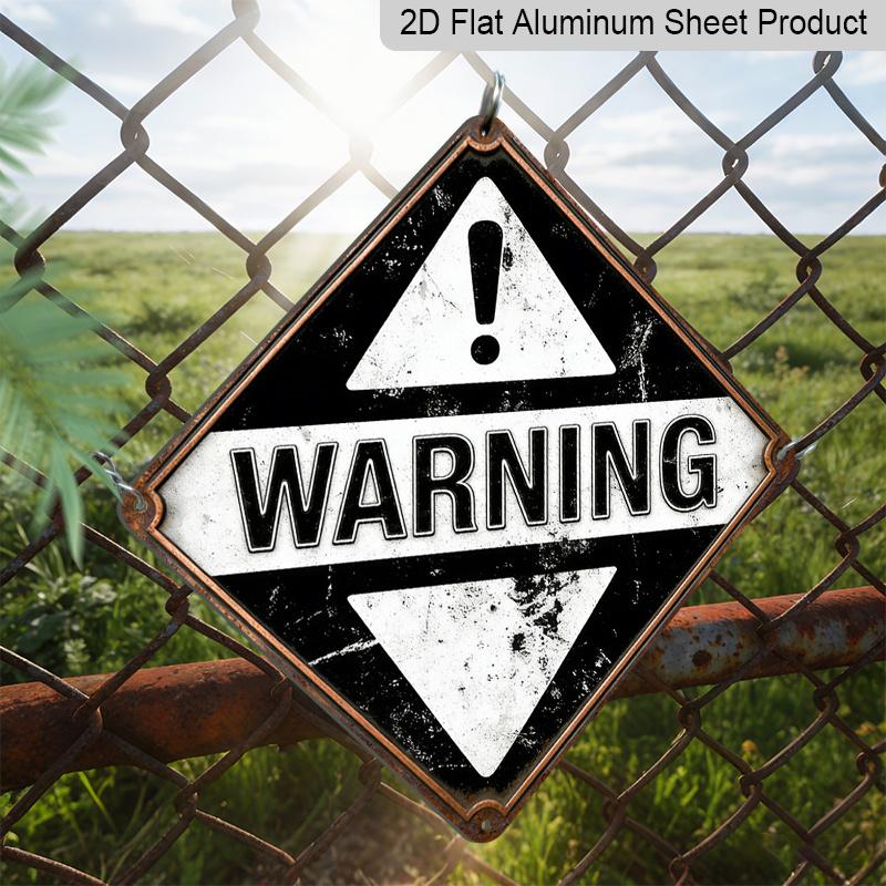 2D Flat, 1pc, Warning Sign Theme, Decorative Gift for Industrial Decor Lovers, Vintage Metal Sign, Suitable for Garage, Factory, Warehouse, Workshop