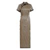 1011 summer new silk women's cheongsam long high-end mulberry silk improved Chinese retro black striped daily