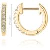 Pave Set Single Row Huggie Hoop Earrings for Women Silver Tone Minimalist Fashion Daily Party Jewelry