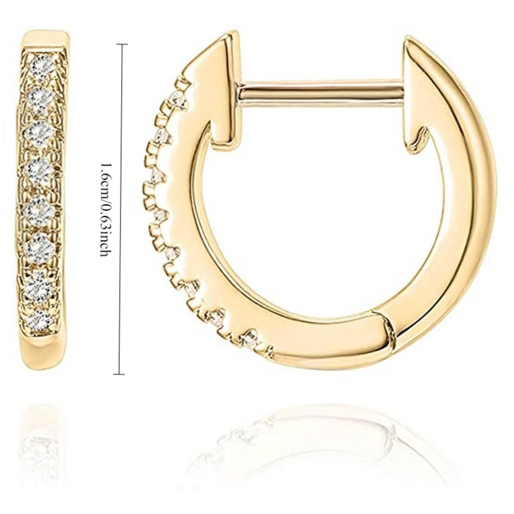 Pave Set Single Row Huggie Hoop Earrings for Women Silver Tone Minimalist Fashion Daily Party Jewelry
