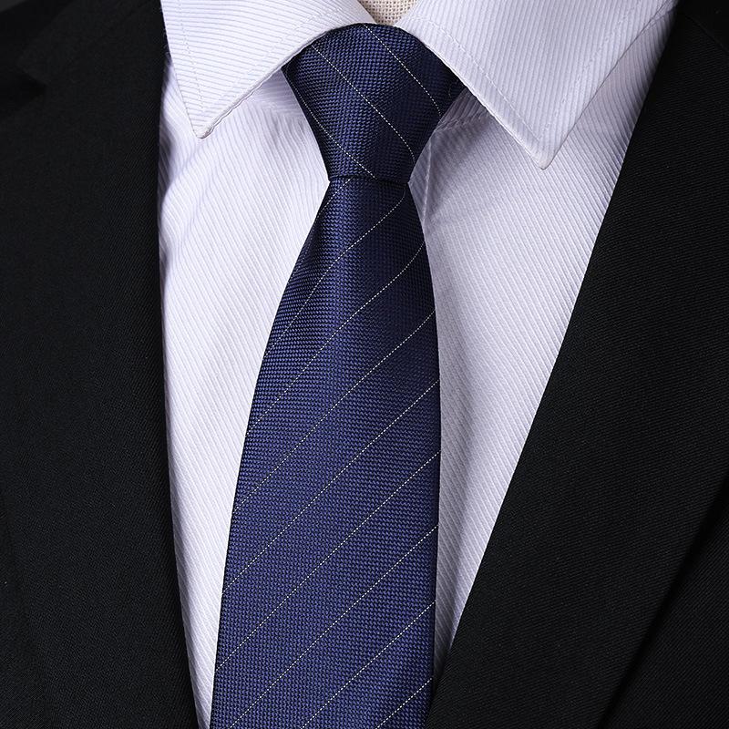 Men'S Blue Business Dress Tie Wedding Groom Work Korean Version Zipper-Style No-Beater Tie Gift Box