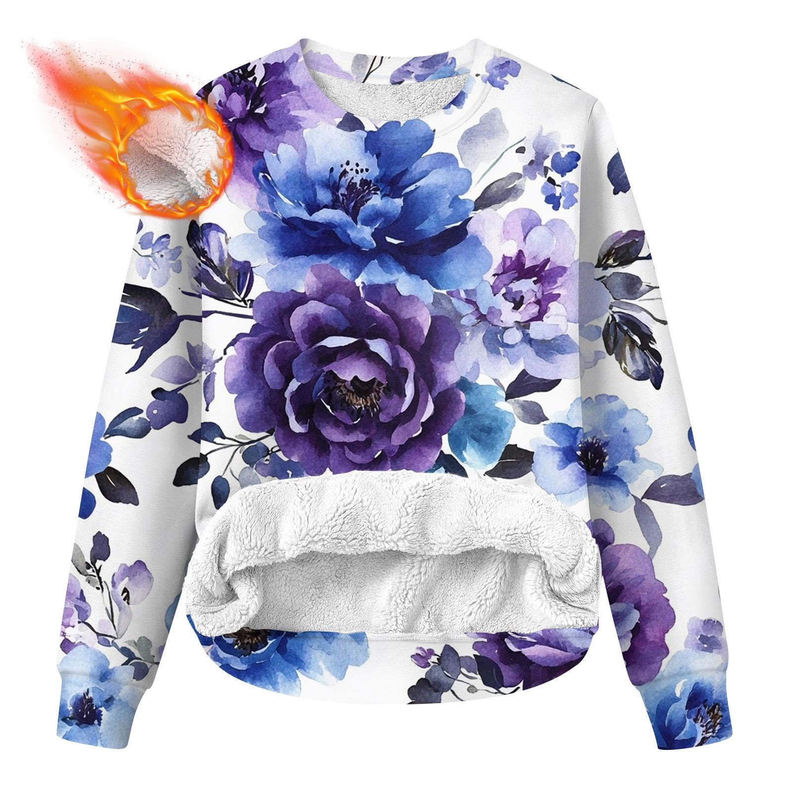 

Женская повседневная модная толстовка с круглым вырезом и принтом из бархата XL фиолетовый