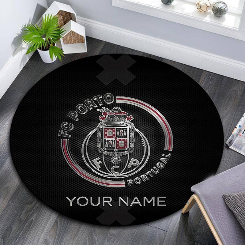 Custom Name Futebol Clube Do Porto Round Area Rug,Carpet Rug for Living Room Bedroom Sofa Playroom Decor,Non-slip Floor Mat