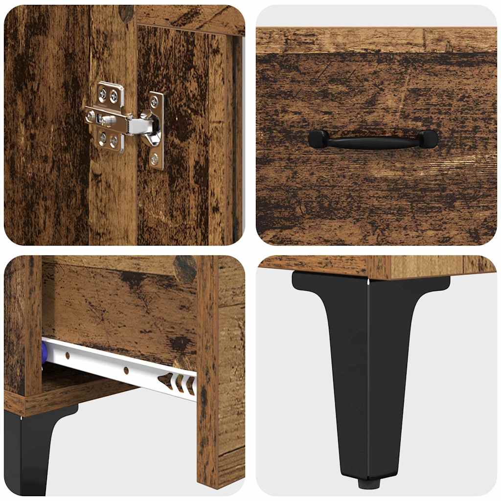 Highboard Reclaimed Wood 70 x 31 x 115 cm Engineered Wood and Iron
