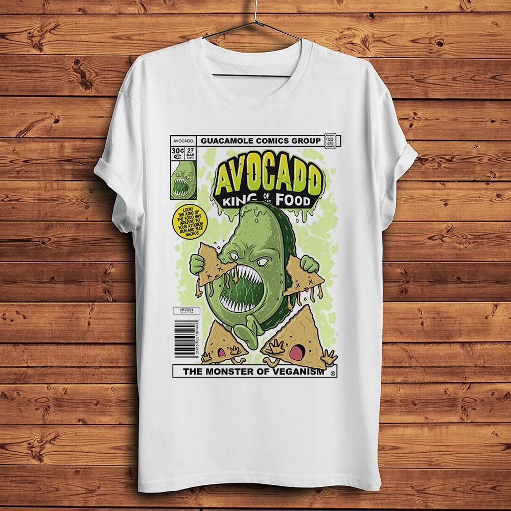 avocado kaiju Guacamole king of vegan food Funny Anime T Shirt Unisex Homme Short Sleeve casual Tshirt Unisex Streetware Tee S
