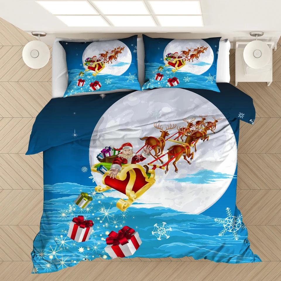 Weihnachts-Bettbezug Cartoon-Druck Bettwäsche-Set Mikrofaser Cartoon-Deckenbezug Mit Kissenbezügen Kindergeschenk