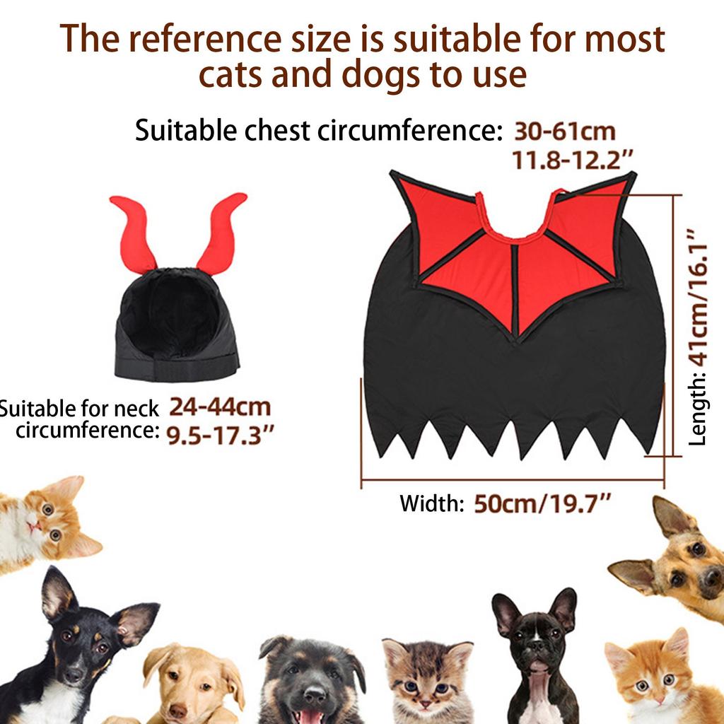 Halloween Dog Outfit All Size Pet Vampires Costume Cape & Headgear Pet Costume Theme Party Photoshooting Pet Costume