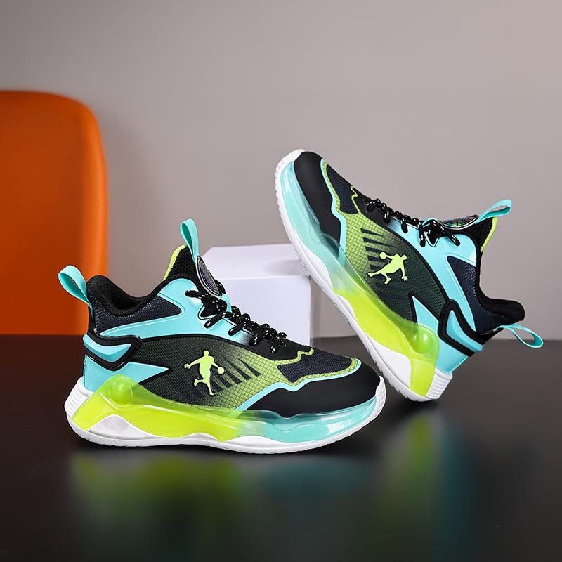 Children's basketball shoes 2025 autumn rotating button boys sports shoes medium and older children's actual basketball shoes entity