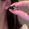 S925 Silver Needle Micro-inlaid Zircon Flower Ear Line Exquisite Light High Quality Drop Earring Star Jewelry Gifts