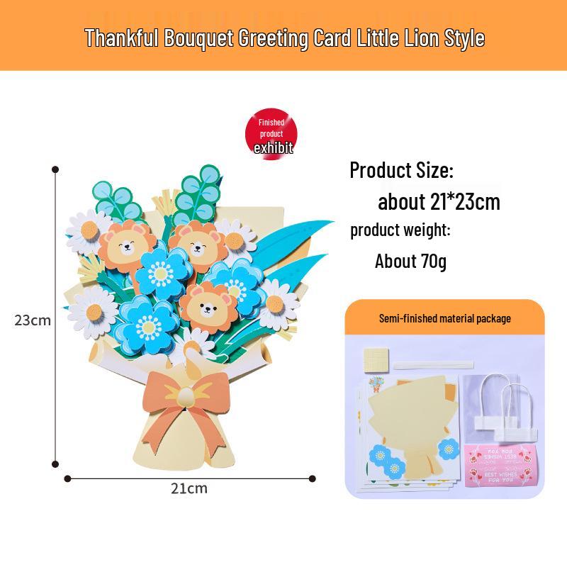 Teacher s Day DIY Flower Bouquet Card Kit for Kindergarten Crafts
