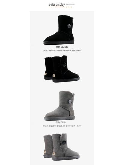 Korean Style Mid-Calf Snow Boots for Women - Warm, Non-Slip, Cowhide, Velvet Lined, Fashionable & Versatile for Winter 2025