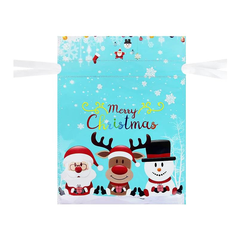 Merry Christmas Drawstring Gift Bag New Year 2024 Large Candy Cookie Packaging Bag Navidad Christmas Home Decoration Gift Bags