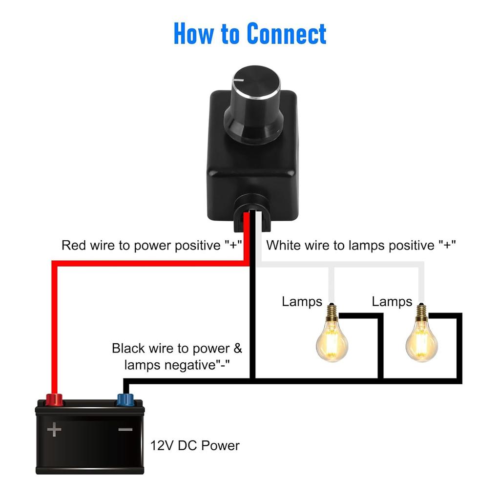Dual Rotary 12V LED Dimmer Switch 60W PWM Control with Silent Operation Plastic LED Dimmer Tool For Car Van Lighting