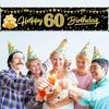 Happy 60th Birthday Banner Decorations for Men Women, Black Gold 60 Birthday Sign Party Supplies for Yard, Funny Sixty Birthday Party Backdrop Decor