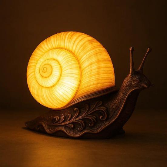 Halloweenská noční lampička šnek Vintage vyřezávaná simulační socha šneka z pryskyřice Stolní světlo Sváteční párty Domov Kancelář Ložnice Dekorativní lampa šnek