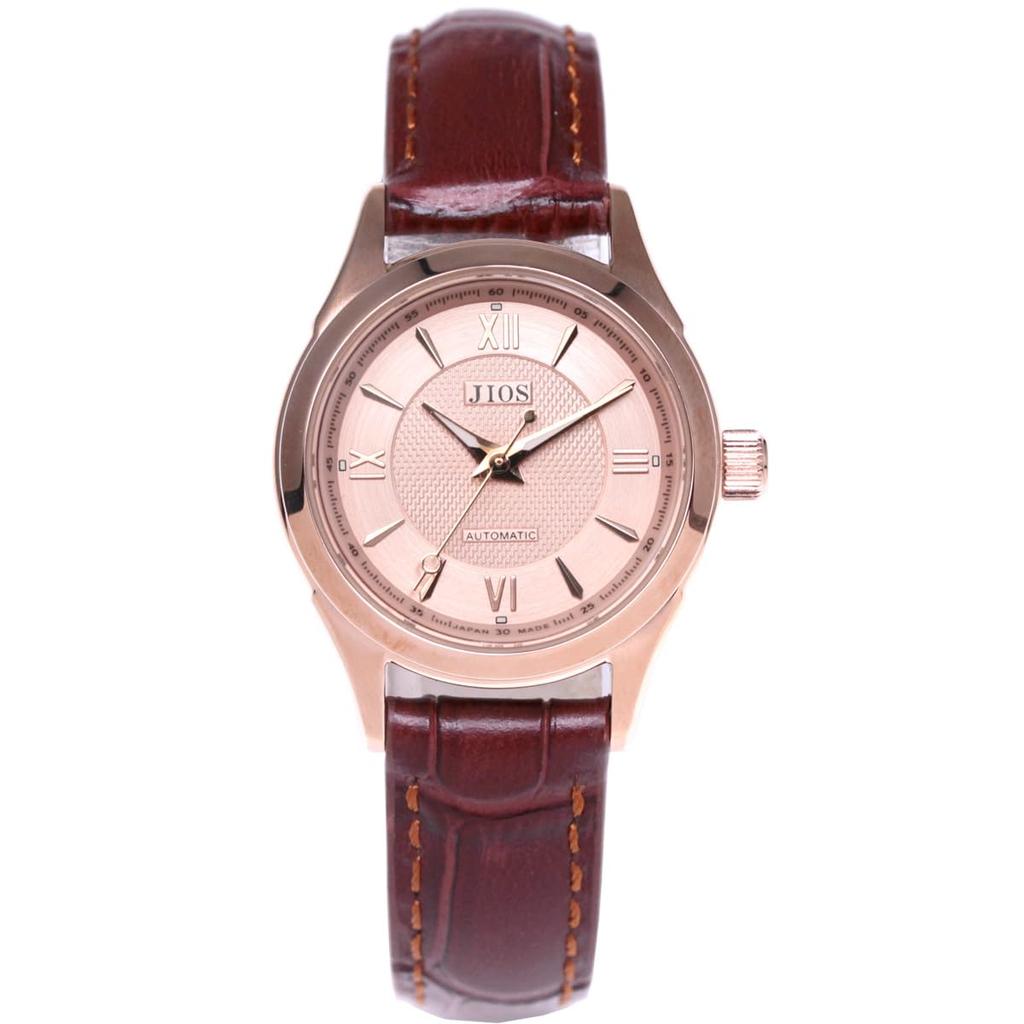 JIOS AWAZU Automatic No Battery Replacement Sapphire Genuine Leather Crocodile Pink Gold x Biwa Trout Salmon Women's Watch, Japanese-made