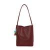 2026 Summer Korean Minimalist Woven Texture Bucket Bag - Large Capacity, Solid Color, Single Shoulder & Handheld