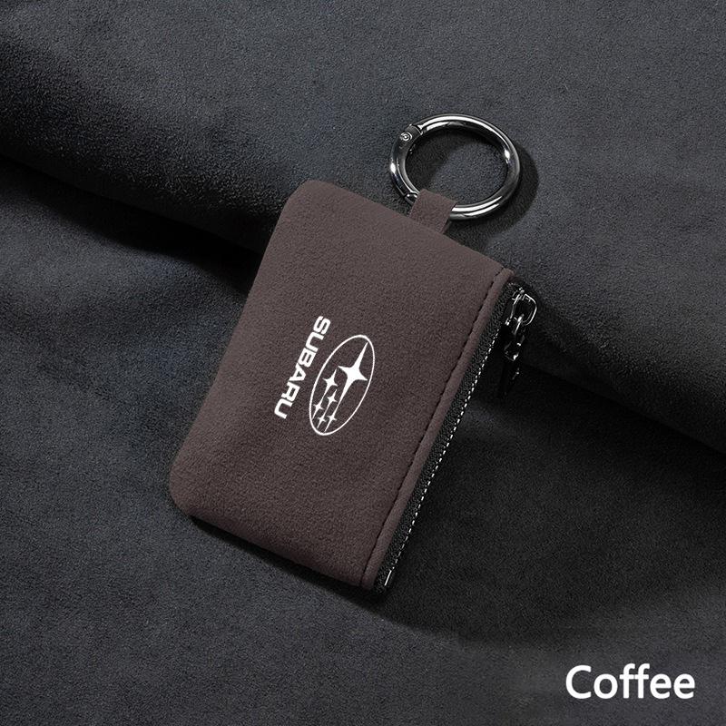 1PC Suede Car Key Bag Wallet TUJRYI Keychain Card Storage Pouch For Subaru Legacy Forester XV Outback WRX Tribeca BRZ Exiga Accessories