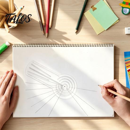 Šablona pro doodle pro dospělé Mandaly Pravítko s otvory, Kružítko pro tečkování, Šablony pro řemesla Začátečníci Úhloměr Rovné tečkování