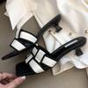 Fashion Fashion Mixed Color Kitten Heel Slippers Women Sexy Open Toe Square Toe Light Cozy Slide Sandals Summer Elegant Beach Flip Flops