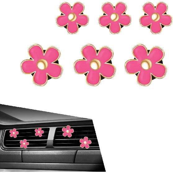 6 PCS Cute Daisy Flower Air Vent Clips, Mini Flower Car Air Conditioning Vent Clip, Cute Car Interior Dashboard Vents Decoration, Universal for Most