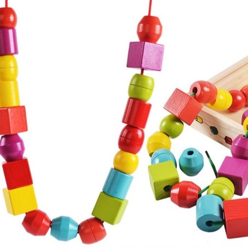 Colorful Wooden Toys Matching Game Colorful Beaded Toy  Preschool Learning