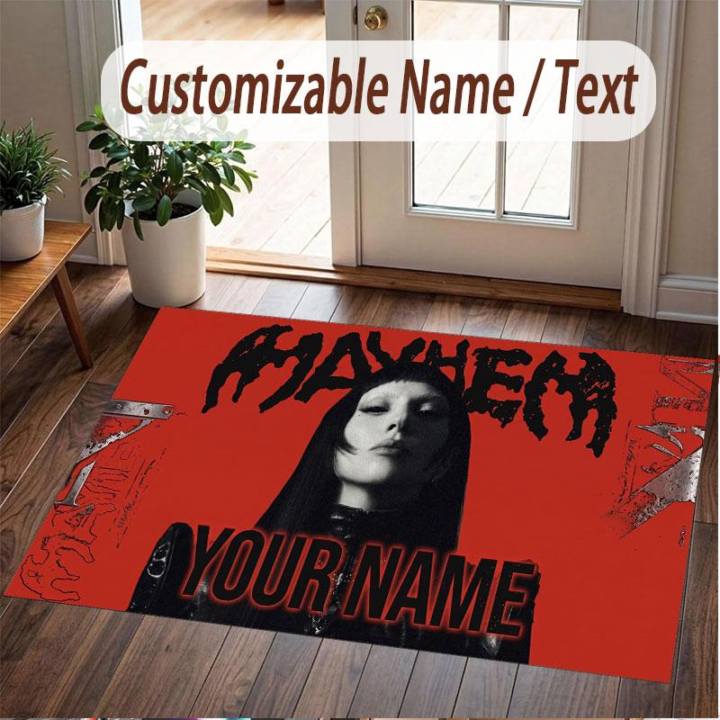 Custom Name Crystal Velvet Rug,Lady Gaga Comfortable Anti Slip Floor Mat For Room Decoration