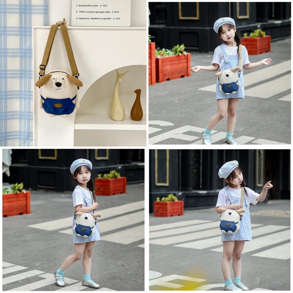 Children Nylon Cute Dog Shoulder Bag With Breathable And Durable Design For School Use